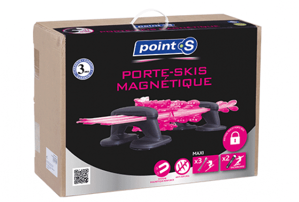  Porte-skis magnétique pour 3 paires de ski ou 2 Snowboard